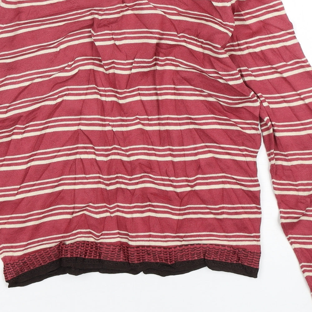 Per Una Womens Pink Round Neck Striped Cotton Pullover Jumper Size 10