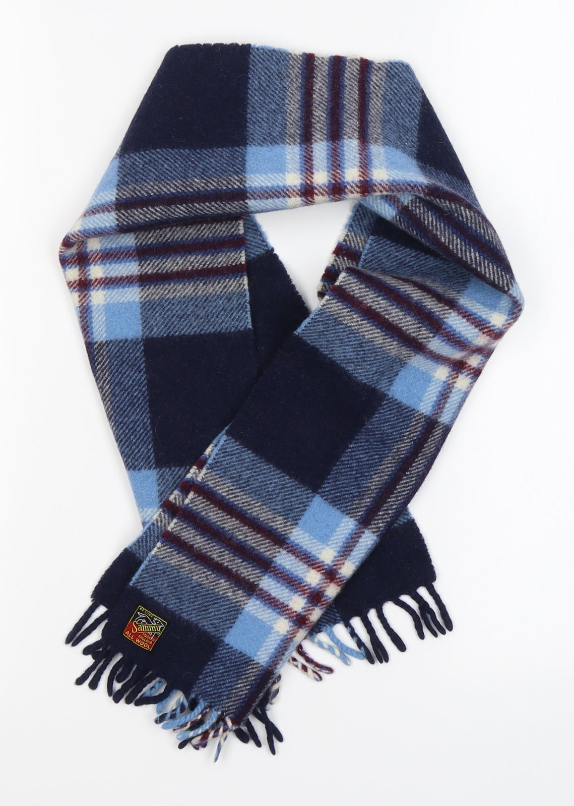 Sammy Mens Blue Plaids & Checks Wool Scarf Size Regular