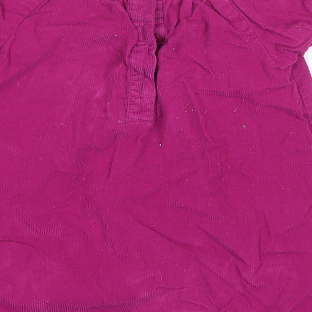 F&F Girls Pink Cotton Basic T-Shirt Size 9-12 Months Round Neck Button