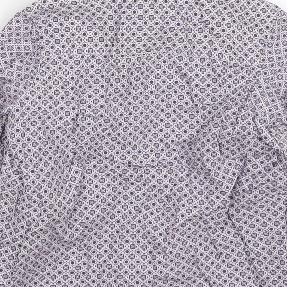 Notting Hill Boys Purple Geometric Cotton Basic Button-Up Size 12-18 Months Collared Button