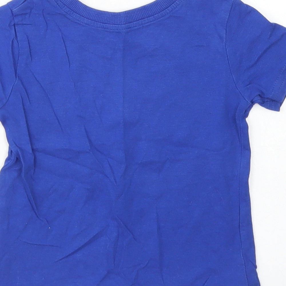 George Boys Black Cotton Basic T-Shirt Size 9-12 Months Crew Neck - Lion