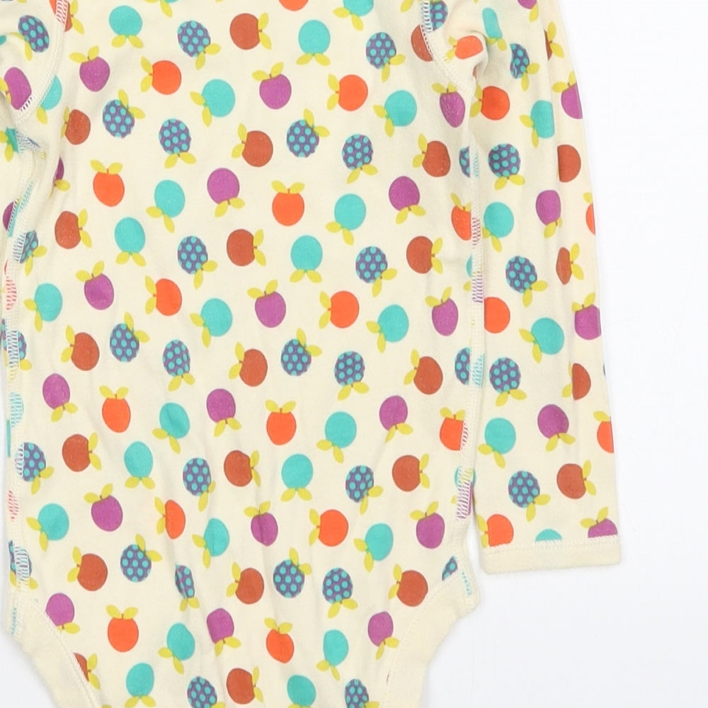 Marks and Spencer Girls Multicoloured Geometric Cotton Bodysuit One-Piece Size 2-3 Years Button - Fruit Prints