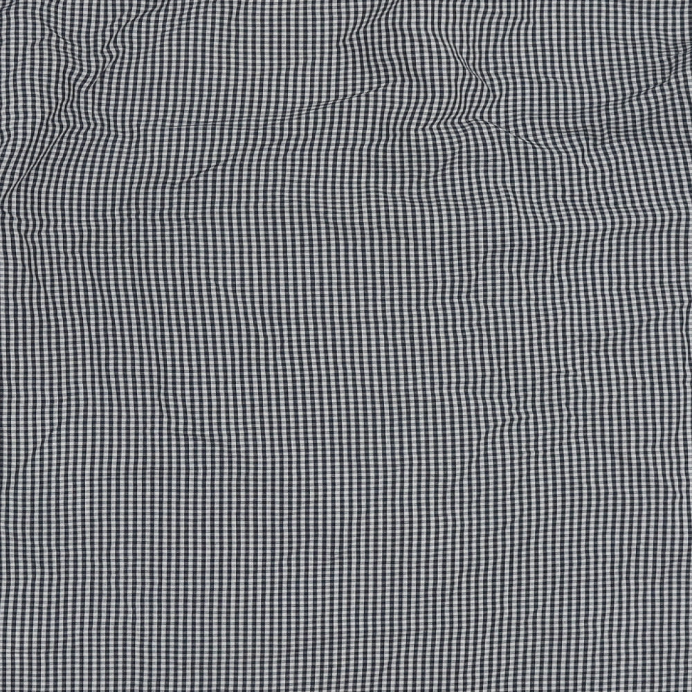 Primark Mens Blue Check Polyester Button-Up Size 16 Collared Button