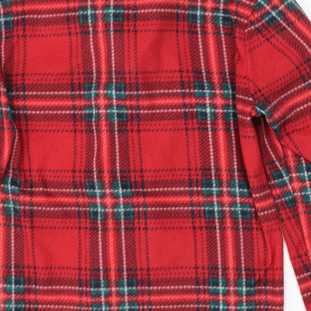 Marks and Spencer Mens Red Plaid Polyester Pyjama Top Size S Button