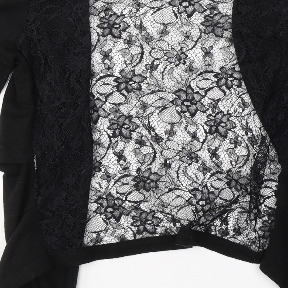 VERO MODA Womens Black V-Neck Floral Polyester Cardigan Jumper Size S - Laced back