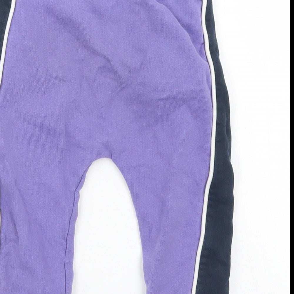 NEXT Girls Purple Colourblock Cotton Jogger Trousers Size 12-18 Months Drawstring