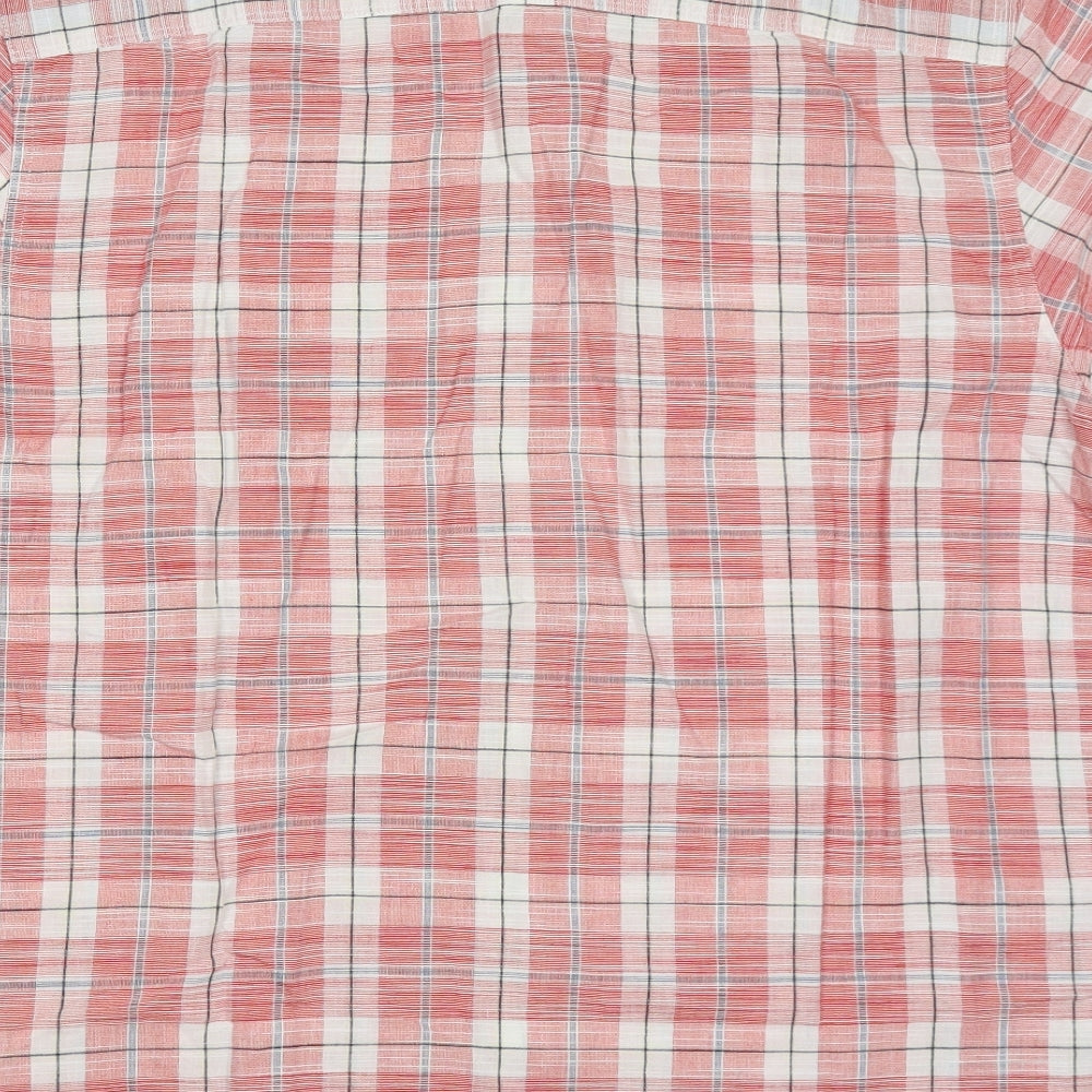 Marks and Spencer Mens Red Check Cotton Button-Up Size M Collared Button