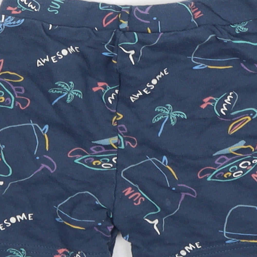 Primark Boys Blue Animal Print Cotton Sweatpants Trousers Size 12-18 Months - Shorts