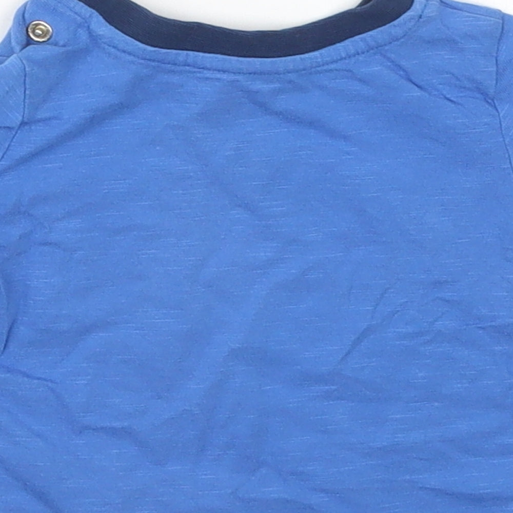 TU Boys Blue Cotton Basic T-Shirt Size 0-3 Months Crew Neck Pullover