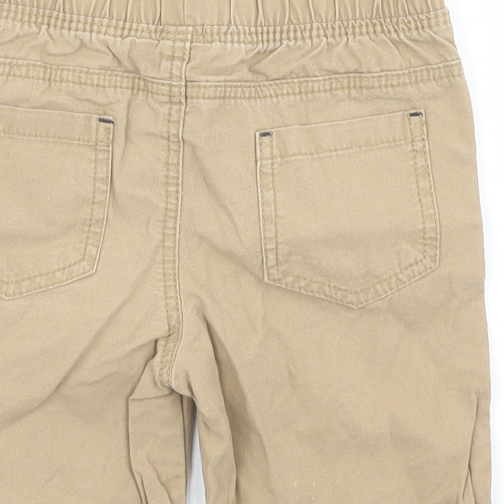 Primark Boys Brown Cotton Cropped Trousers Size 12-18 Months Drawstring