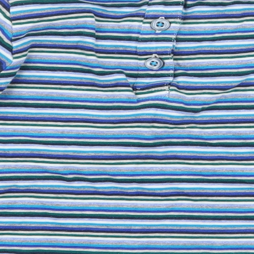 NEXT Multicoloured Striped 100% Cotton Jersey T-Shirt Size 6-9 Months Round Neck Pullover
