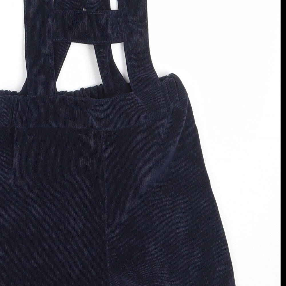Preworn Boys Blue Cotton Dungaree One-Piece Size 12 Months
