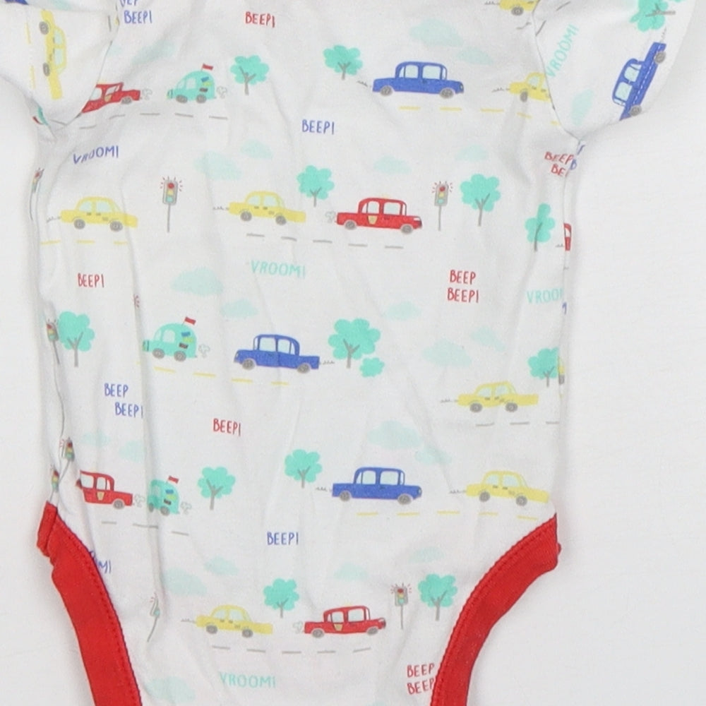 St Bernard Boys Multicoloured Geometric Cotton Leotard One-Piece Size 3-6 Months Snap - Car Print