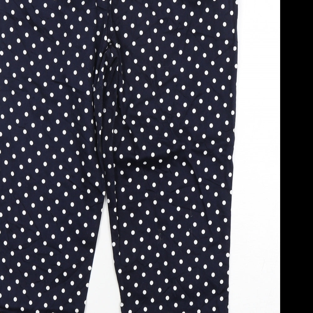 Artigiano Womens Blue Polka Dot Cotton Cropped Trousers Size 36 in L24 in Regular Zip