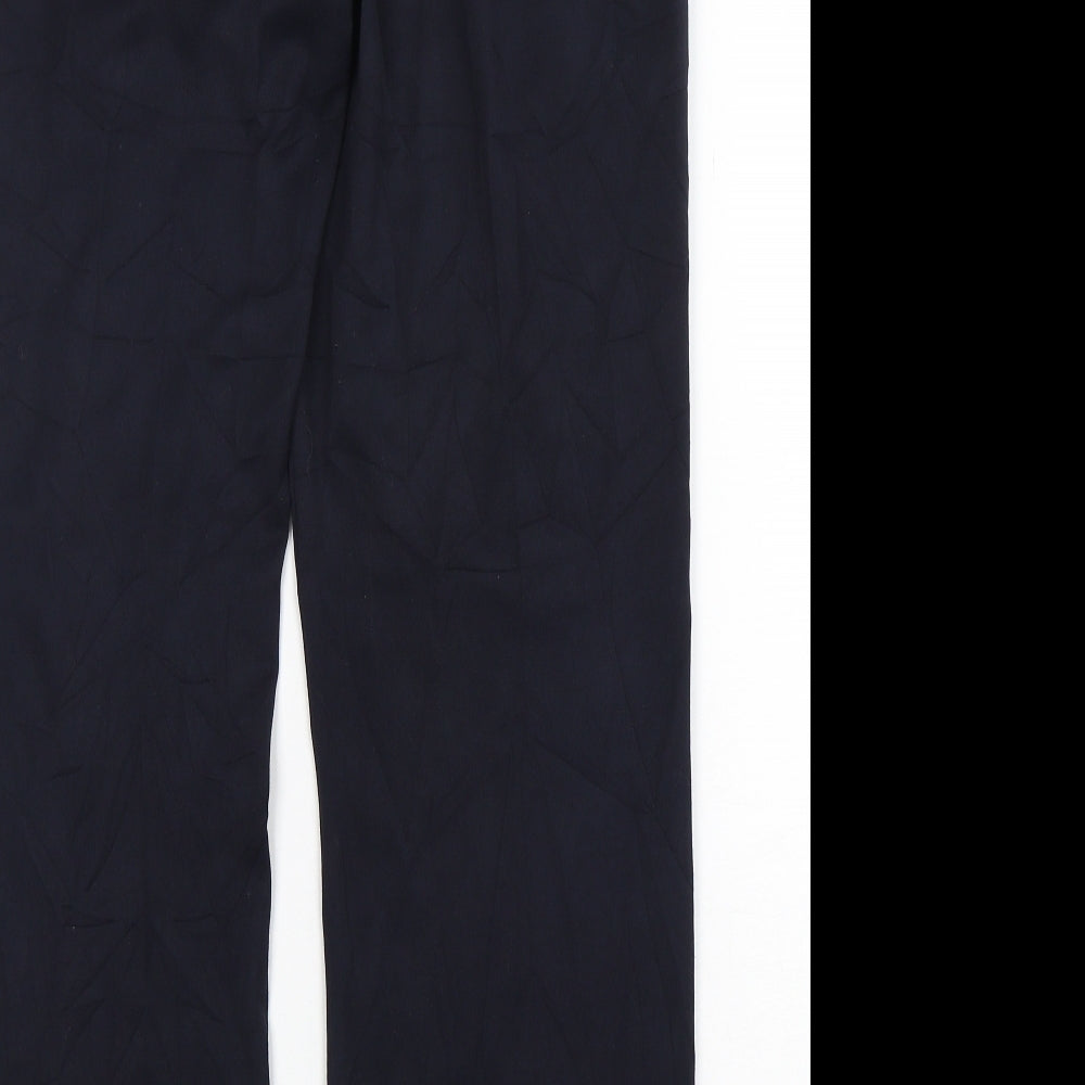 Marks and Spencer Womens Blue Polyester Trousers Size 12 L31 in Regular Zip