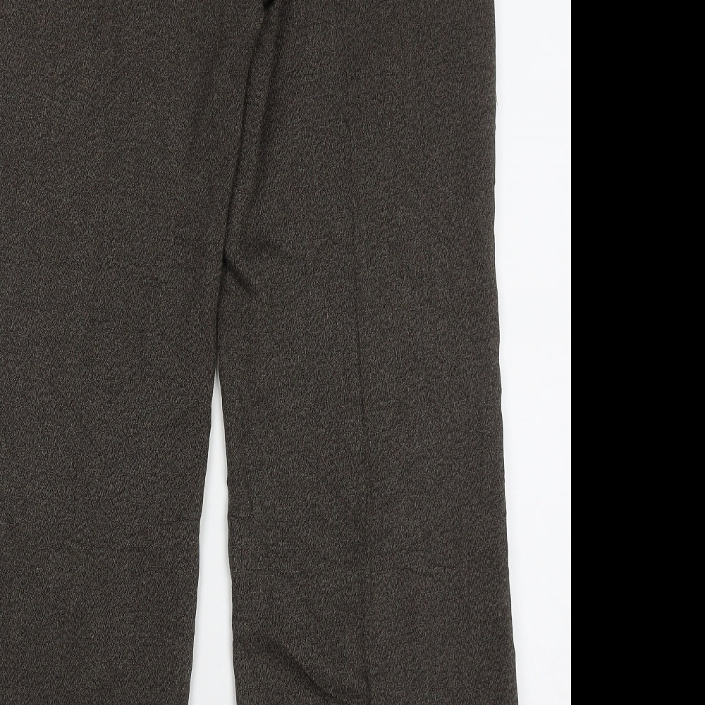 Marks and Spencer Womens Brown Polyester Trousers Size 12 L30 in Regular Hook & Eye