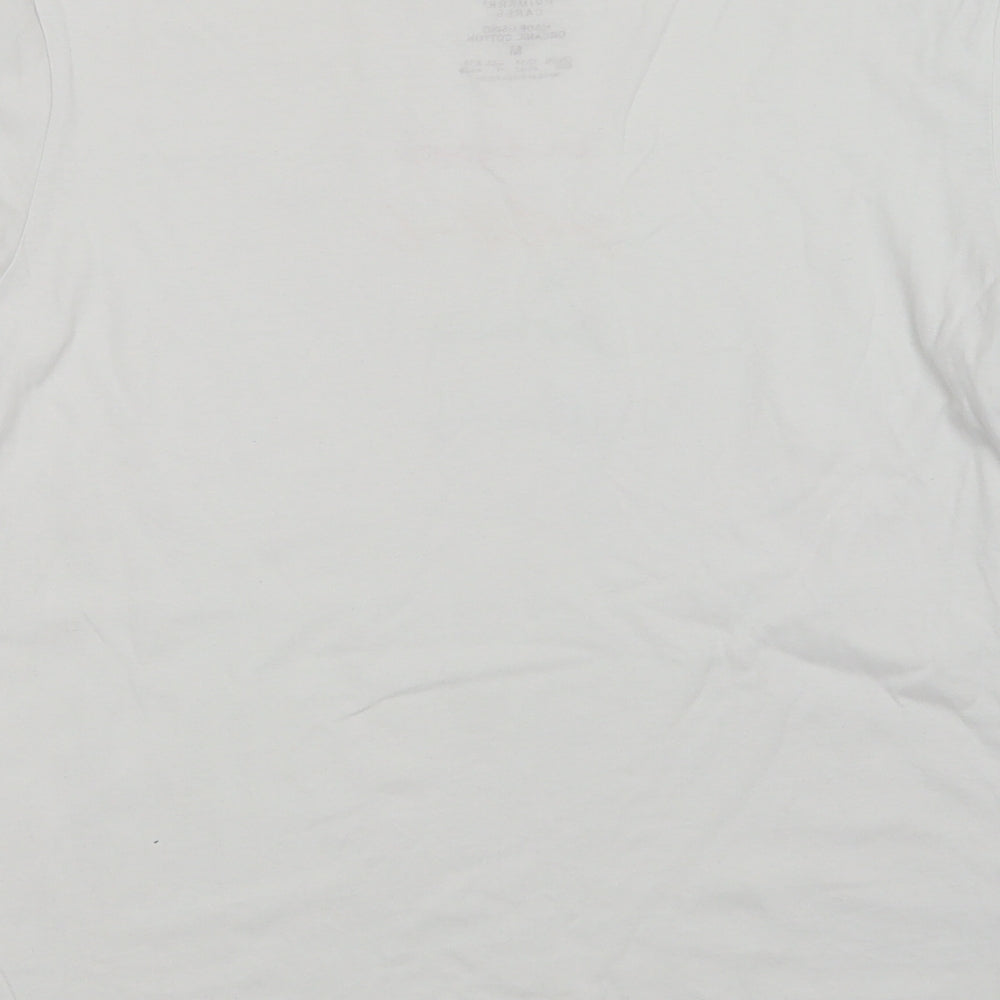 Primark Womens White Cotton Basic T-Shirt Size M Crew Neck - Nice