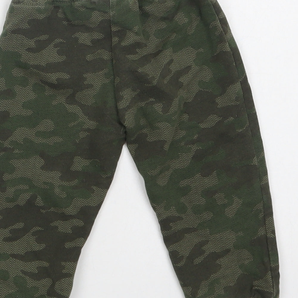 Little Rebels Baby Green Camouflage Cotton Jogger Trousers Size 12 Months Drawstring