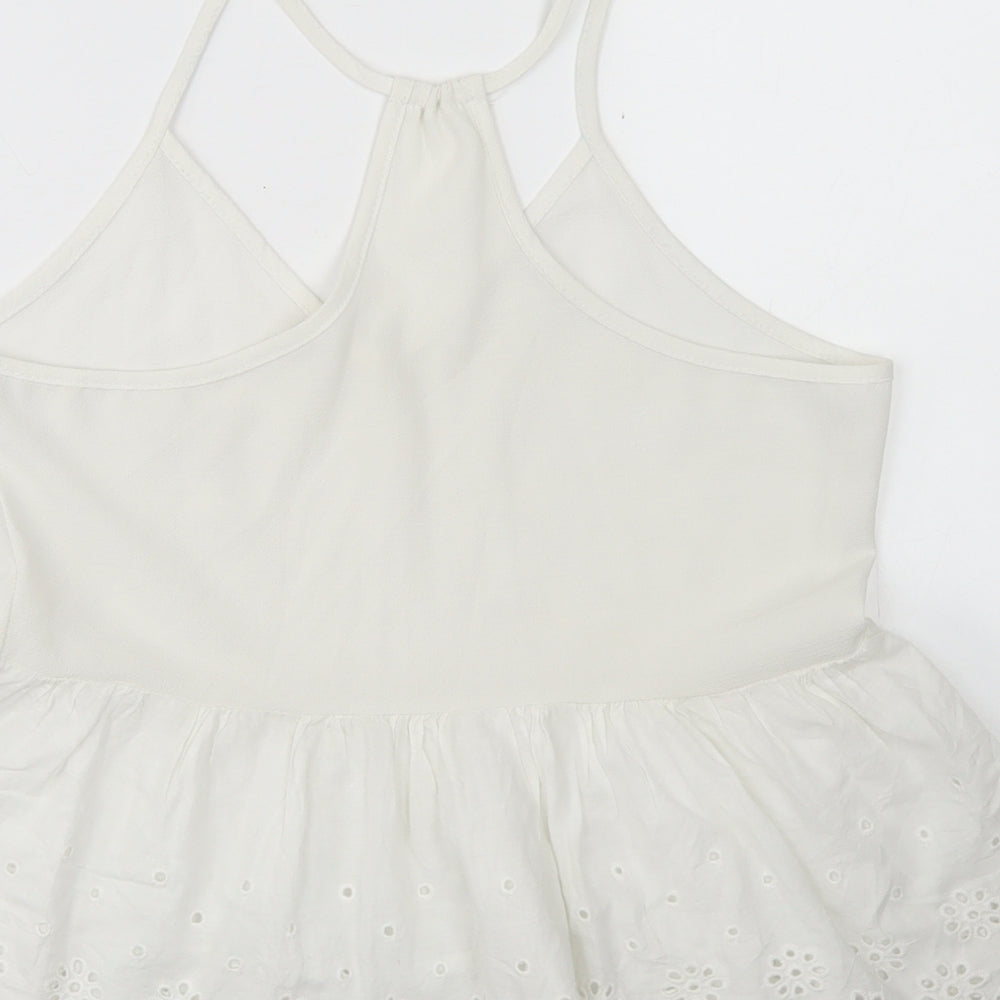 SheIn Womens White Polyester Camisole Blouse Size S Round Neck