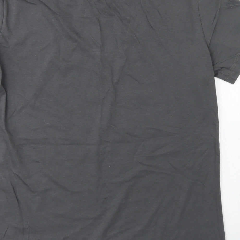 Stradivarius Womens Grey Cotton Basic T-Shirt Size S Crew Neck - Phases Of The Moon