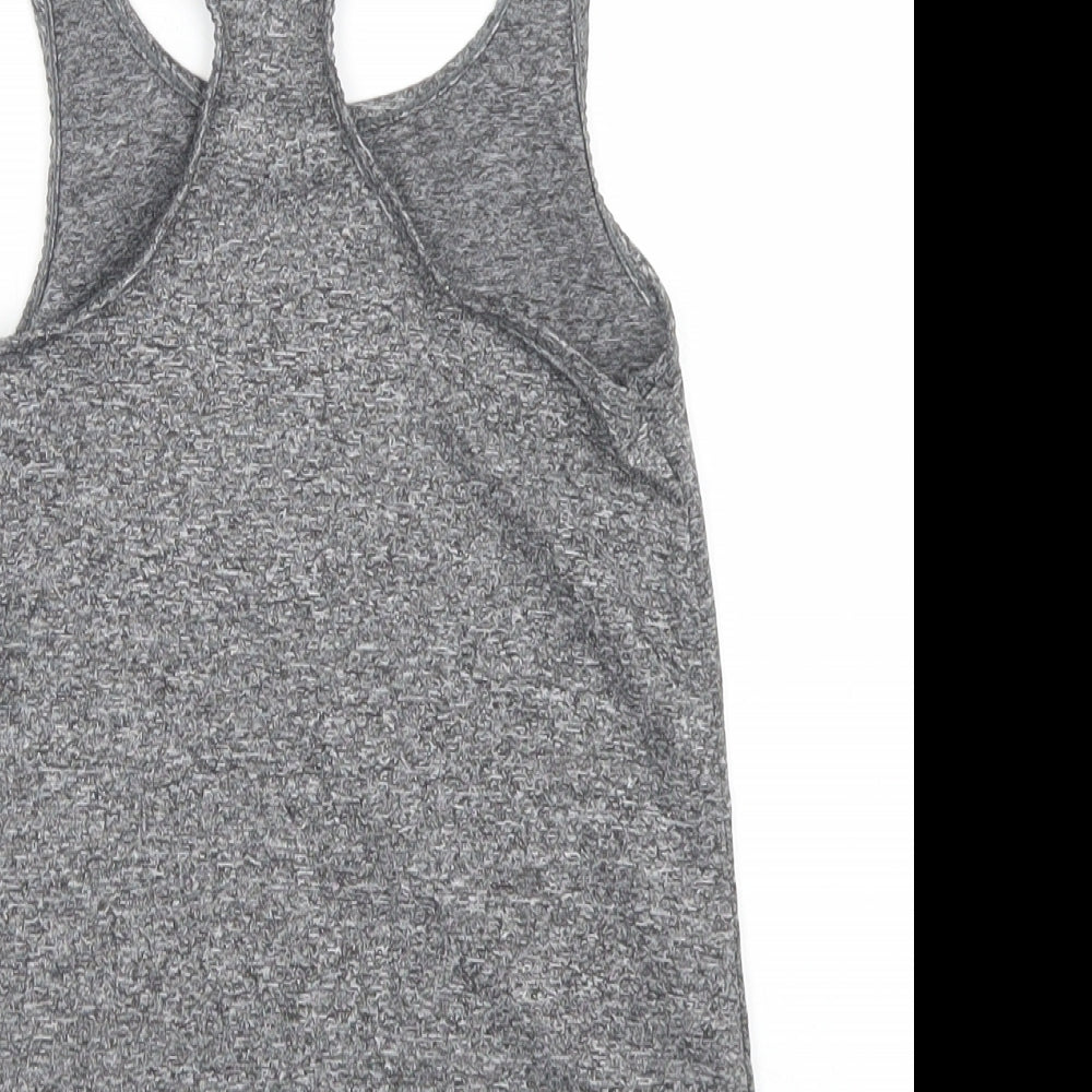 Active Girls Grey Polyester Basic Tank Size 7-8 Years Round Neck