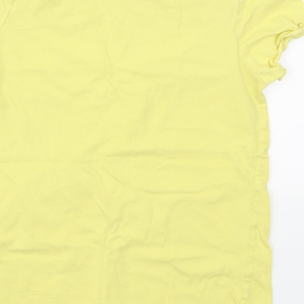 H&M Girls Yellow Cotton Basic T-Shirt Size 6-7 Years Round Neck Pullover