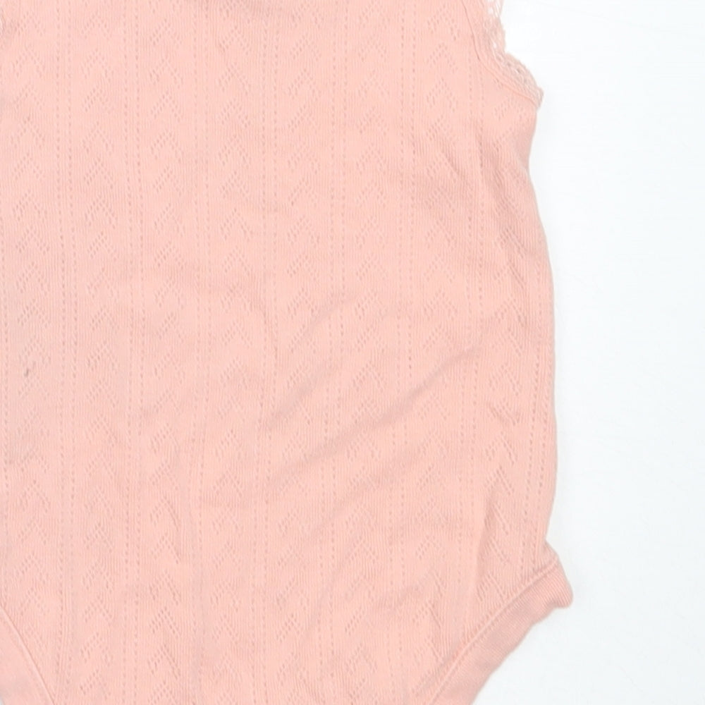 F&F Girls Pink Cotton Babygrow One-Piece Size 6-9 Months