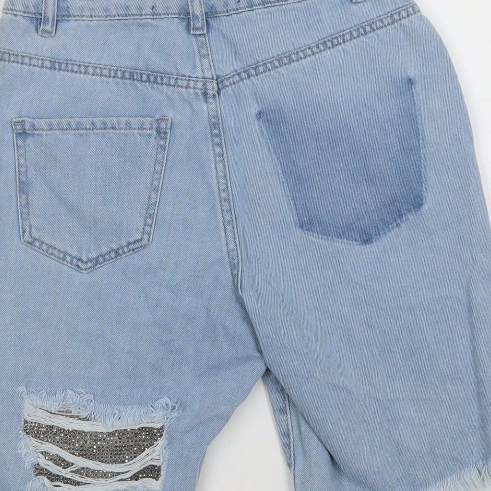 Missg Womens Blue Cotton Chino Shorts Size 4 L9 in Regular Button