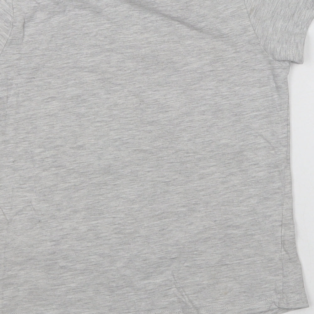 Pep & Co Girls Grey Cotton Basic T-Shirt Size 6-7 Years Crew Neck - Having Fun