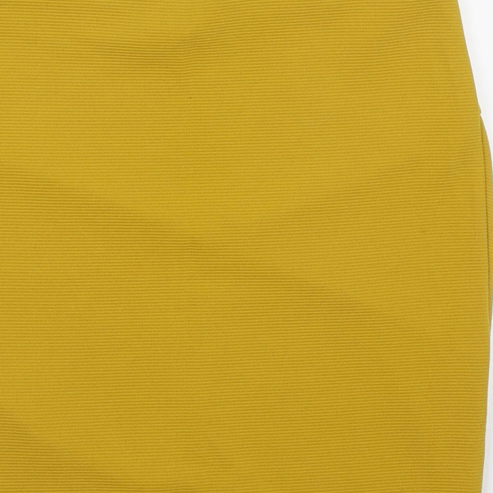 FOREVER 21 Womens Yellow Polyester Wrap Skirt Size S