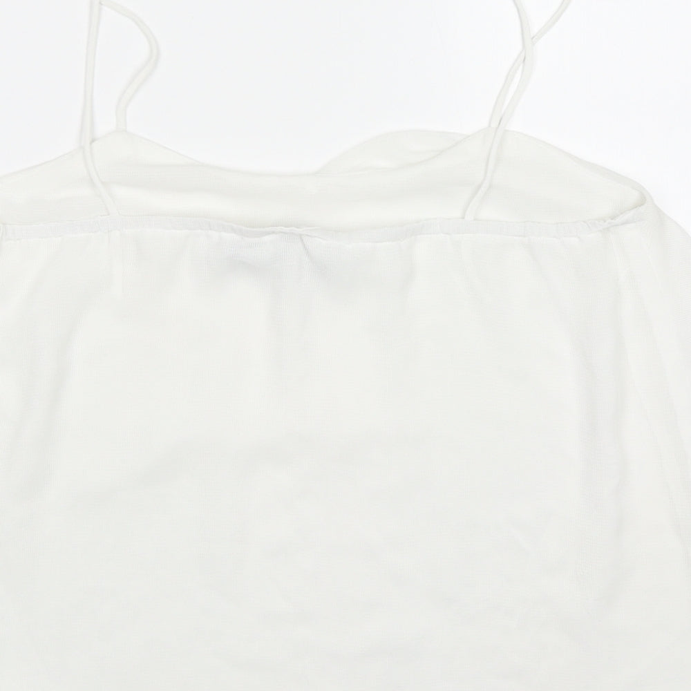 Mango Womens White Polyester Basic Tank Size M V-Neck