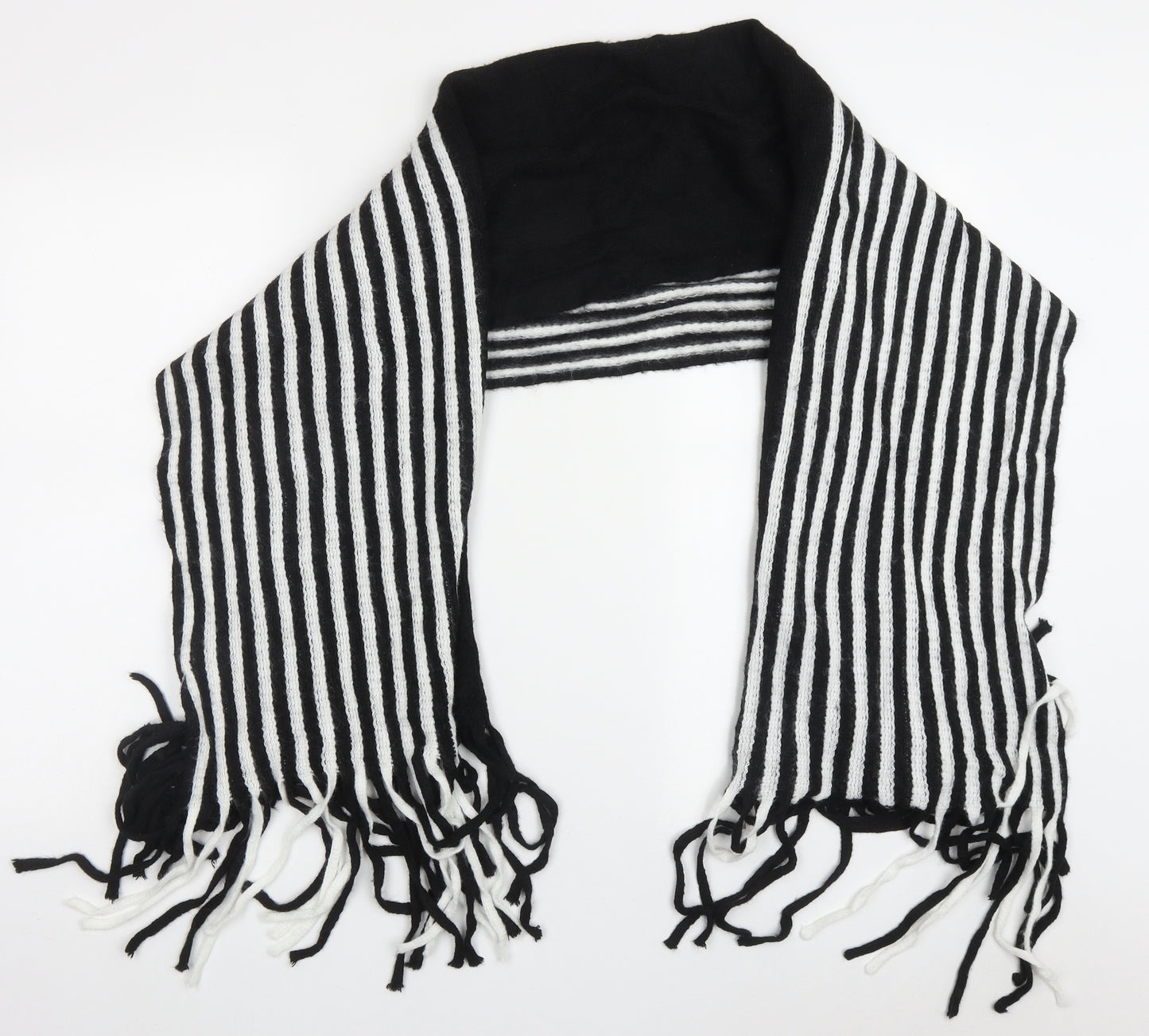 Boohoo Womens Black Striped Acrylic Scarf