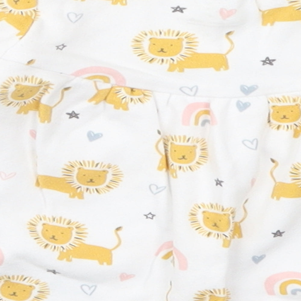 Fred & Flo Girls Multicoloured Cotton Basic T-Shirt Size 0-3 Months Crew Neck Pullover - Lions and Rainbows