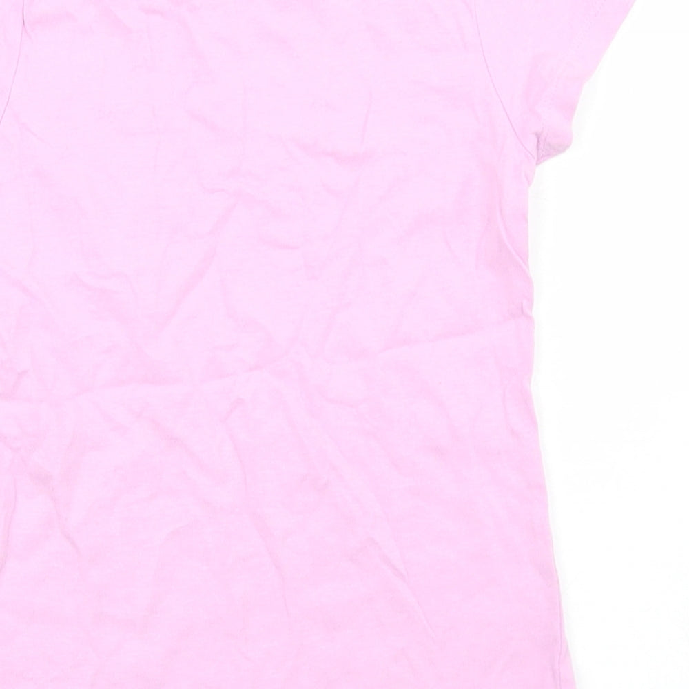 George Girls Purple Cotton Basic T-Shirt Size 5 Years Crew Neck - Chest Pocket