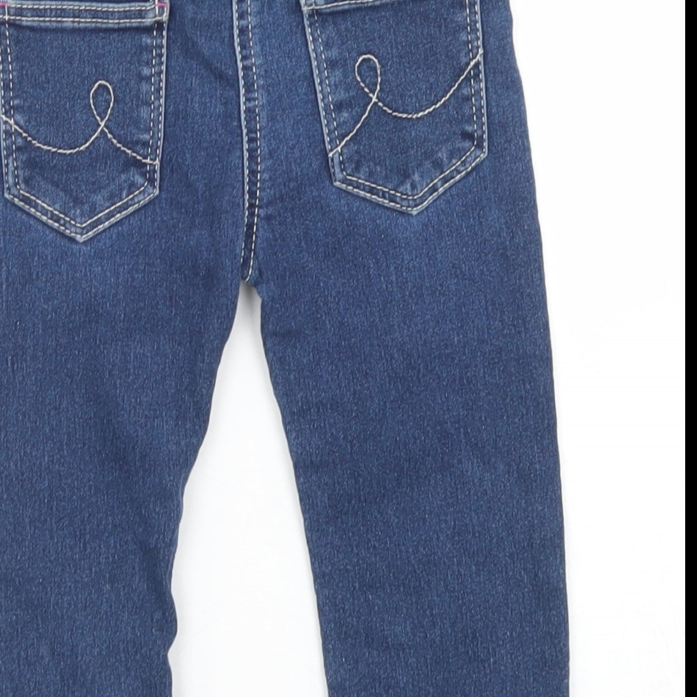 Young Dimensions Girls Blue Cotton Cargo Jeans Size 18-24 Months Snap