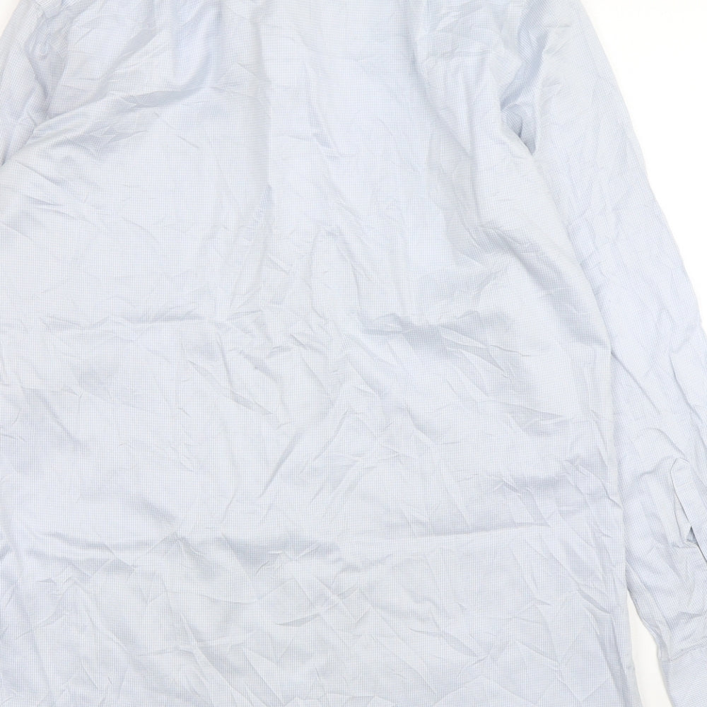 Charles Tyrwhitt Mens Blue Houndstooth Polyester Dress Shirt Size 16 Collared Button