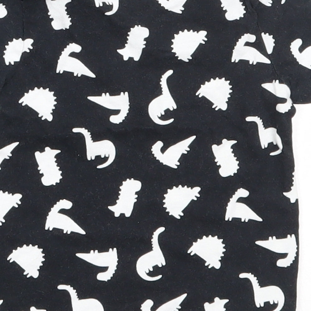 George Boys Black Cotton Basic T-Shirt Size 0-3 Months Round Neck - dinosaur