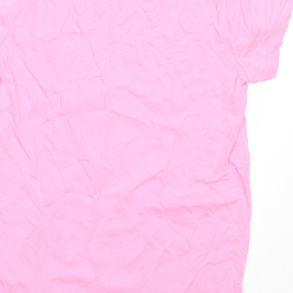 Primark Girls Pink Cotton Basic T-Shirt Size 9-10 Years Round Neck - popcorn