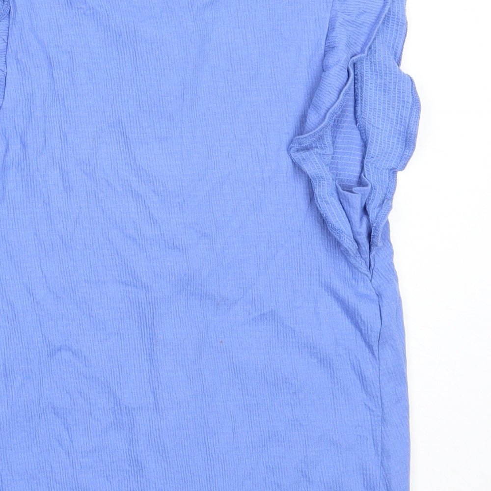 F&F Girls Blue Cotton Basic Button-Up Size 9-10 Years Round Neck