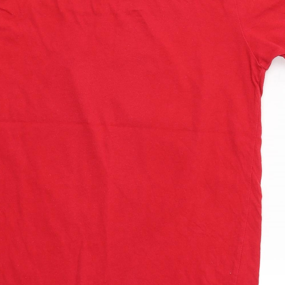 Canvas Boys Red Cotton Basic T-Shirt Size M Round Neck - Flash