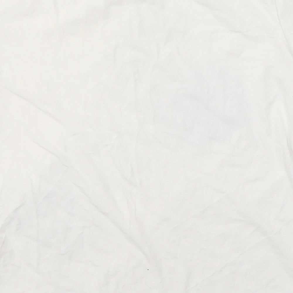 Herbench Trademark Girls White Cotton Basic T-Shirt Size L Round Neck - Princes&flowers