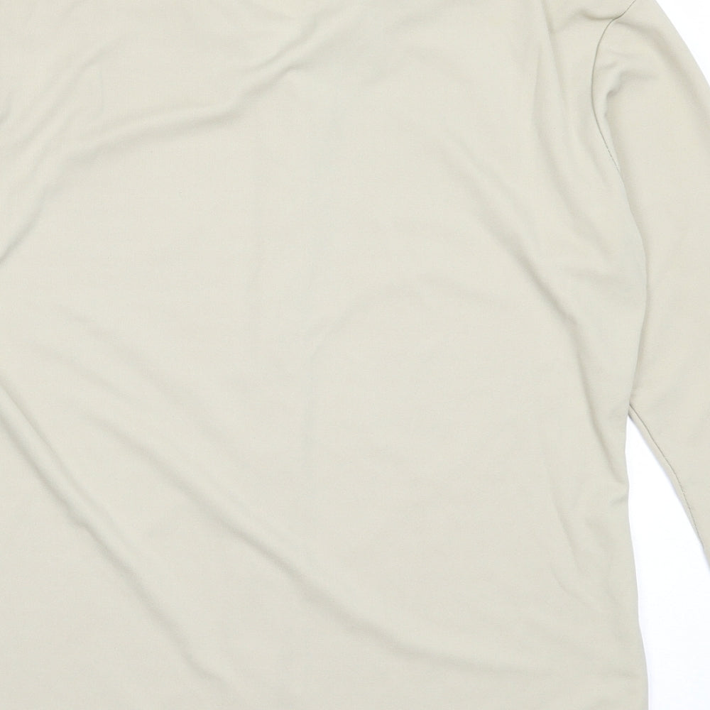 Exhibit Womens Beige Polyester Basic Button-Up Size M Collared