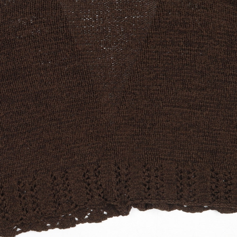 Papaya Womens Brown Round Neck Acrylic Cardigan Jumper Size 14