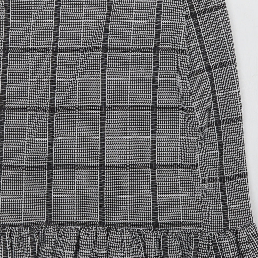 VERO MODA Womens Grey Check Polyester Mini Skirt Size S