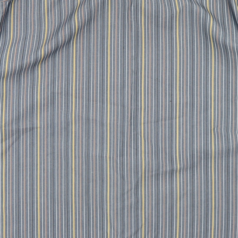 Marks and Spencer Mens Blue Striped Polyester Button-Up Size L Collared Button