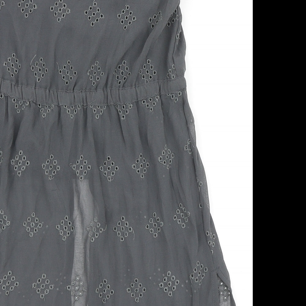 NEXT Girls Grey 100% Polyester A-Line Size 7 Years Round Neck Button - Built in vest
