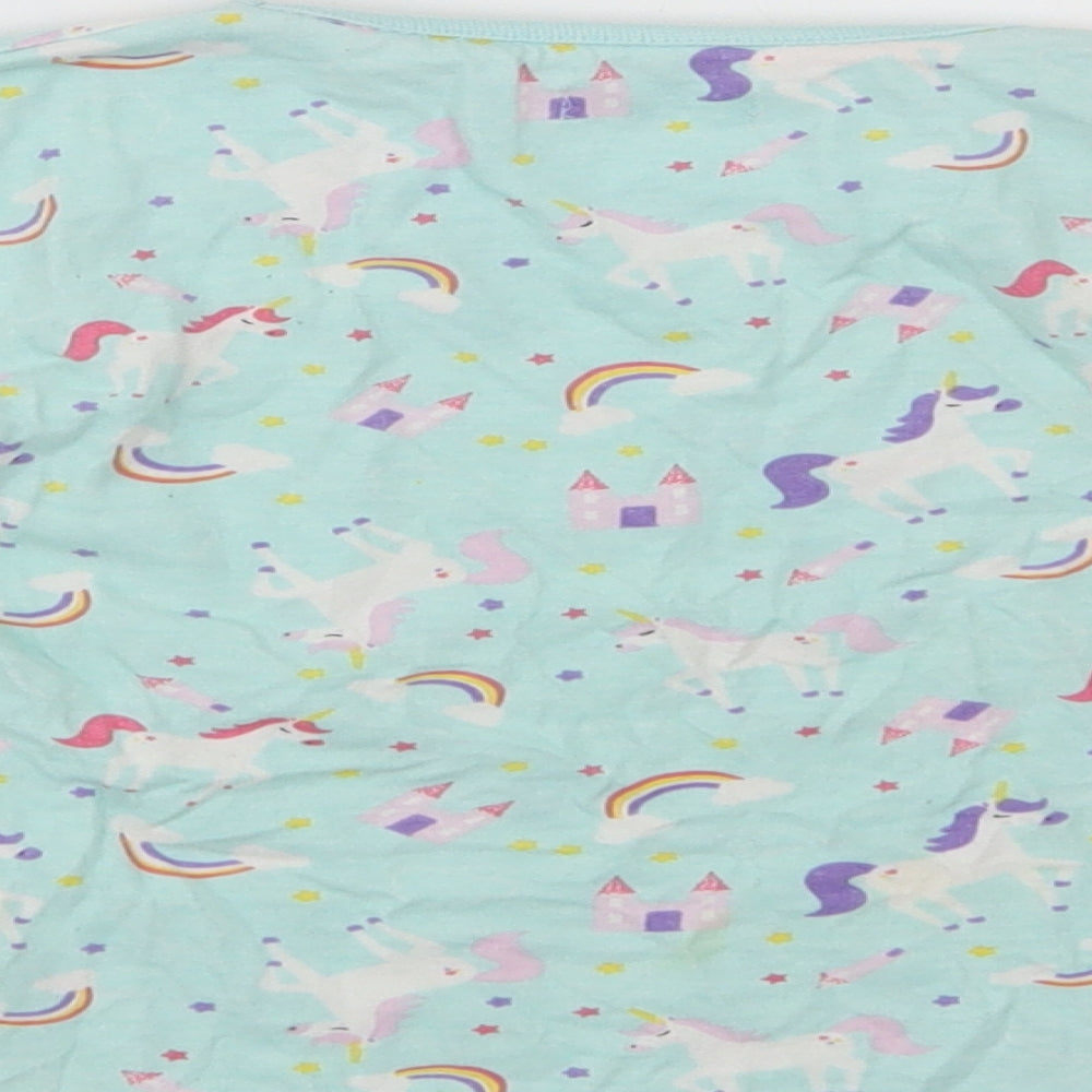Crafted Girls Green Geometric Cotton Top Pyjama Top Size 3-4 Years - Unicorns And Rainbows