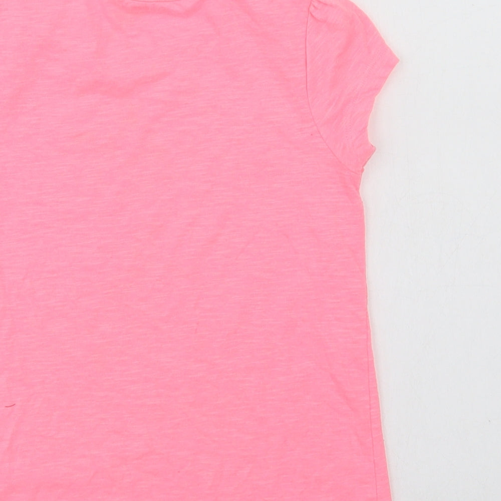 Dunnes Stores Girls Pink Polyester Basic T-Shirt Size 8 Years Crew Neck