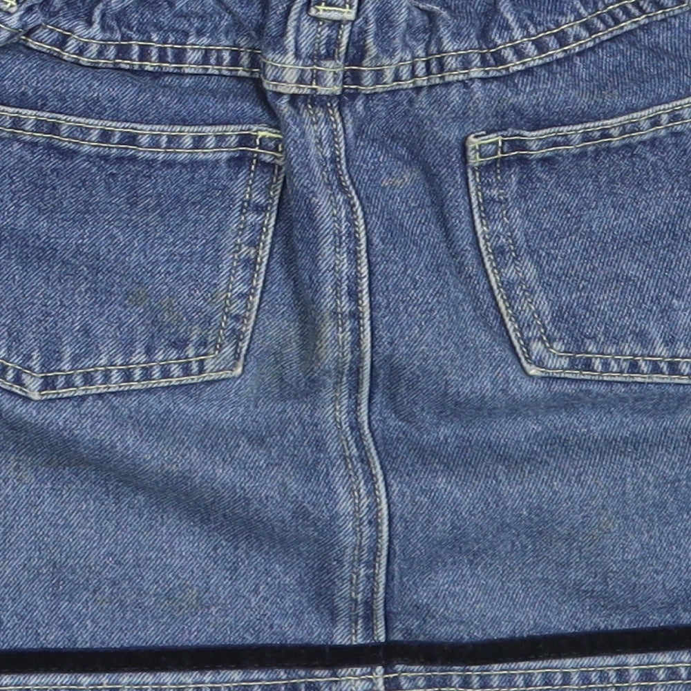 NEXT Girls Blue Cotton Mini Skirt Size 7 Years Regular