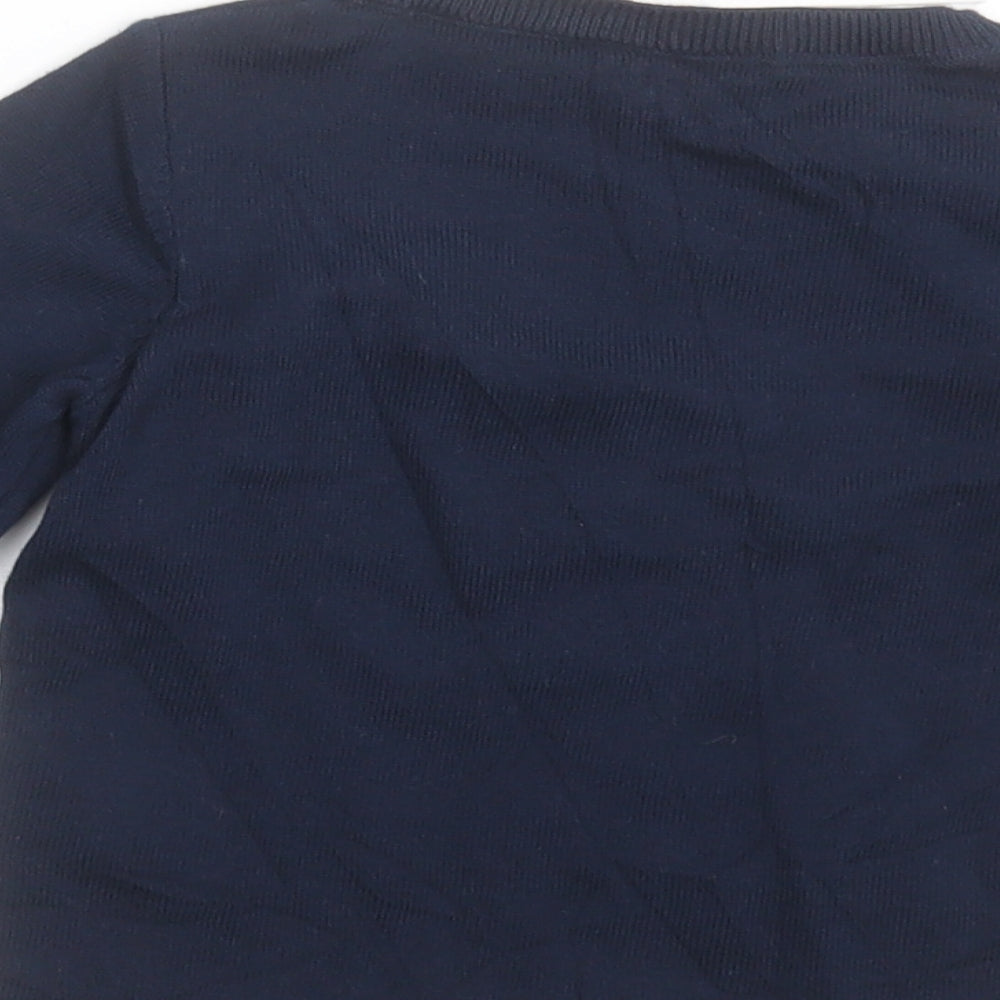 H&M Boys Blue Cotton Basic Polo Size 9-12 Months Collared Pullover